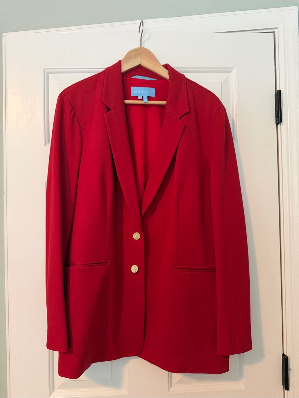 Draper James Red Womens Blazer Jacket with Gold Buttons